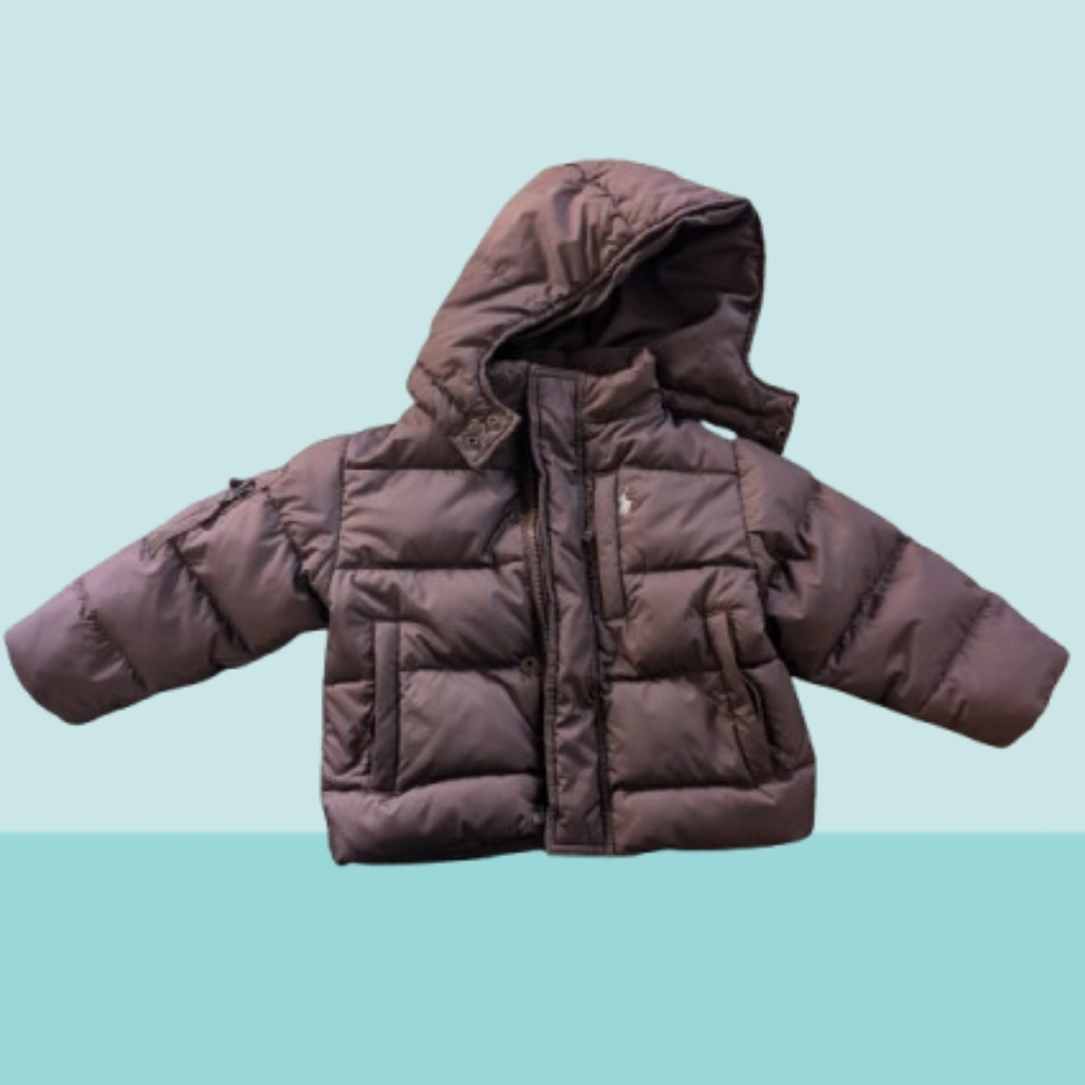 Children's Polo by Ralph Lauren Ripstop Down Hooded Jacket: Chocolate Brown, 2T